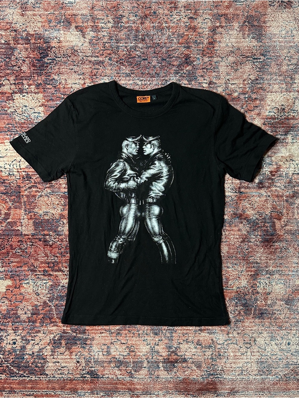Tom of Finland Tip to Tip Leather Daddy Sketch Artwork Graphic Print Tee LGBTQ